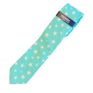 NWT Rooster 100% Cotton Necktie Tie Mint Green White Starfish‎ Beach Preppy
